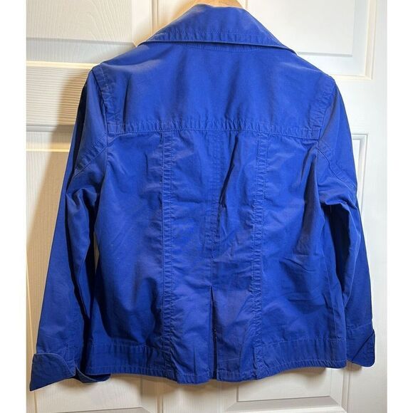 Chico’s Size 1 Bright Royal Blue Button Up Jacket Coat Cuffed Sleeve - Picture 2 of 4